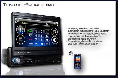 Musik Tristan Auron ausfahrbarem 17,8cm ( 7") Display Bluetooth Touchbutton