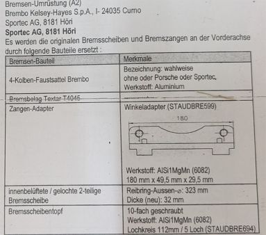 A6 C5 SPORTEC Brembo Porsche Bremse Vorderachse