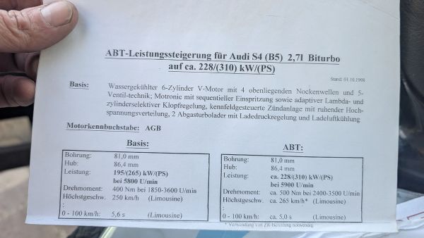 Preview: S4 B5 ABT Motorsteuergerät mit Papieren