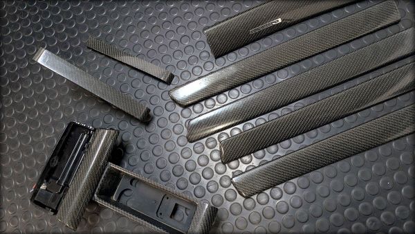 Preview: S6 C5 Carbon Dekorleisten Set Handschalter DIN1